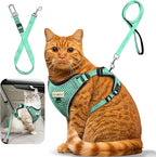 Cat Harness and Leash for Walking, Retractable Cat Harnesses and Leash Set Escape Proof, Breathable Soft Kitten Small Large Harness for Travel Training and Walking, Green, XXS