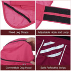 Dog Raincoat, Waterproof Dog Rain Jacket with Convertible Hood/Collar, Adjustable Belly-Protect Rain Coat for Meidum Dogs Poncho Reflective (Neon Pink, M)