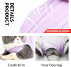 Cat Recovery Suit for Male and Female Surgical Post Surgery Soft Cone Onesie Shirt Clothes Neuter Licking Protective Diapers Outfit Cover Kitten Spay Collar(L, Purple)