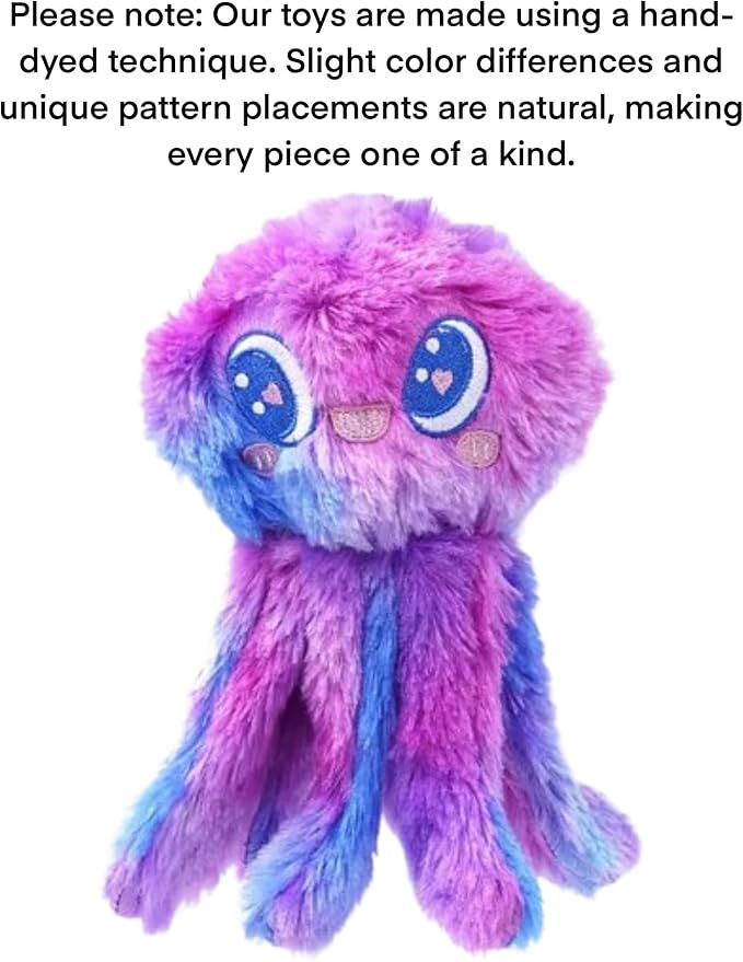 Clairooo Squeaky Dog Toys, Colorful Crinkle Octopus, Plush Dog Toys for Chewing, Interactive, Soft Fabric for Small, Medium & Large Dogs, Daily Companionship, Training Reward, (Purple)