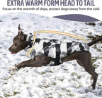 DENTRUN Large Dog Winter Coat - Windproof Reflective Warm Coat, Adjustable Neck & Snap Closure, Water Repellent Thick Fleece Vest, Fleece Lined for for Golden Retriever, White Camo, XL