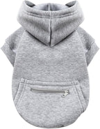 Jecikelon Pet Dog Cold Weather Coat with Pocket Winter Dog Hoodie Warm Puppy Clothes for Small Dogs Chihuahua Clothing (Medium, Y02-Grey)