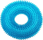 ADUCK Dog Squeaky Chew Toys for Aggressive Chewers, Small Medium Large Dogs Teeth Cleaning Soft Natural Rubber Float Toy for Indoor Outdoor Water Pool, Donut Ring Design 4.92 inch, Crystal Blue
