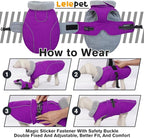 Lelepet Warm Dog Winter Coats for Large Dogs Waterproof Dog Jacket Reflective Pet Fleece Vest Windproof Cold Weather Coats with Adjustable Buckle & Leash Hole, Purple, XL
