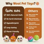 Hustle & Blush Wool Felt Balls 3 Pack Love Ewe Pet Supplies - 2 in Felted Wool Cat Toys 100% New Zealand Wools Felt Cat Toys Handmade Wools Felts Balls, Cats Felts Ball with Bell - Hook, Line & Jingle