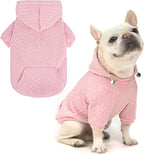 EXPAWLORER Textured Cable Knit Basic Dog Hoodie, Elevated Style Dog Sweater with Leash Hole and Pocket, Soft and Warm Pet Winter Coat, Cold Weather Clothes for Small Medium Large Dogs Cats,Pink XL