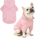 EXPAWLORER Textured Cable Knit Basic Dog Hoodie, Elevated Style Dog Sweater with Leash Hole and Pocket, Soft and Warm Pet Winter Coat, Cold Weather Clothes for Small Medium Large Dogs,Pink M