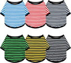 Geyoga 6 Pieces Dog Striped T-Shirt Cotton Breathable Pet Apparel Colorful Puppy Sweatshirt Clothes for Small to Medium Dogs Puppy(Dark Color,S)