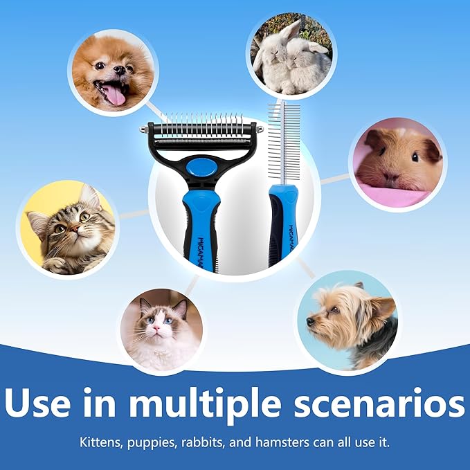 Pet Grooming Set with Shedding Brush and Dematting Comb，Brush for Small Breed Dogs，Cat Shedding Brush，Stainless steel teeth remove tangled hair，Pet Grooming Tools-Small