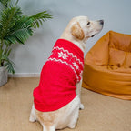 Warm Winter Pink Dog Sweater - Cold Weather Pet Clothes for Small Medium Large Dogs Indoor Outdoor, Soft Classic Knit Puppy Apparel Coat, Red, XL