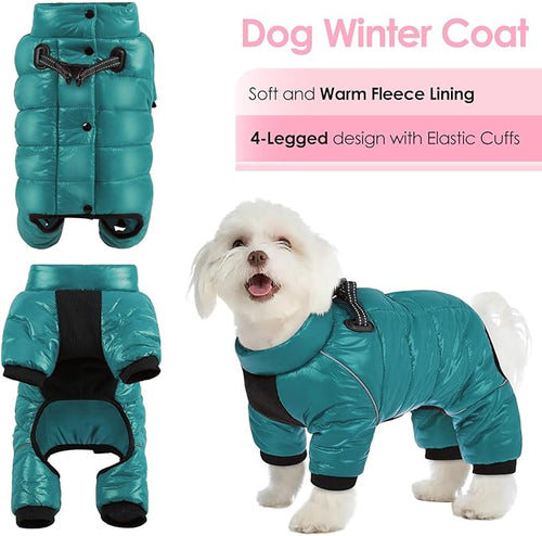 AOFITEE Dog Coat, Waterproof Dog Jacket for Winter, Warm Fullbody Dogs Snowsuit, Winter Coat for Small Dogs, Zip Up Pet Puffer Jacket Fleece Vest, Outdoor Reflective Cold Weather Pet Coats, Medium