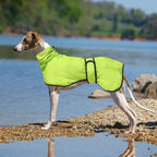 Dog Raincoat with Reflective Bar, Rain/Water Resistant, Adjustable Vest - Dog Raincoats for Greyhounds, Lurchers and Whippets - Light Green - M