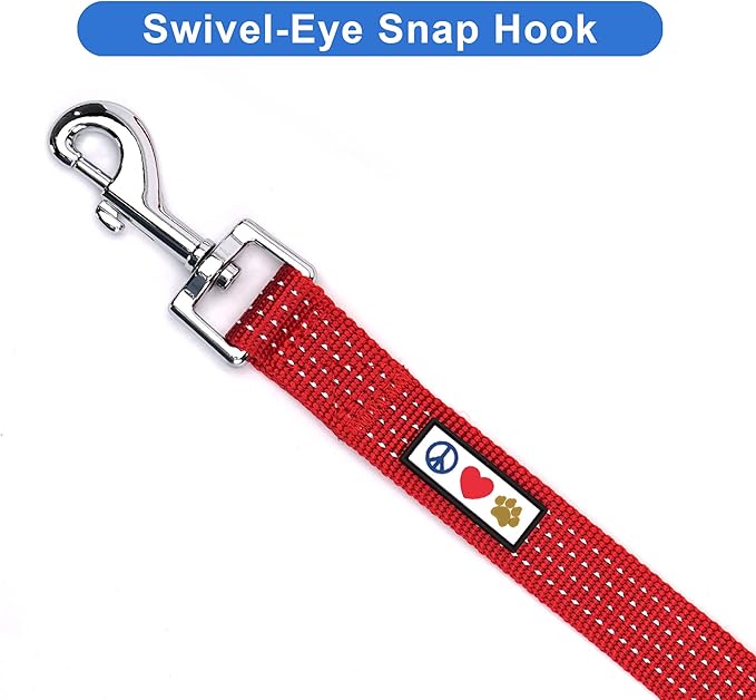 Pawtitas 6 FT Pet Puppy Leash Reflective Dog Leash Comfortable Handle Highly Reflective Threads Heavy Duty Dog Training Leash Available as a 6 ft Small Dog Red Leash