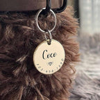 HM001 Cats Dogs ID Tags Personalized Lovely Symbols Pets Collar Name Accessories Custom Engraved Supplies for Four Legged Child Necklace Chain Anti-Lost Metal Simple Charm (Shiny Brass, Small 0.94")