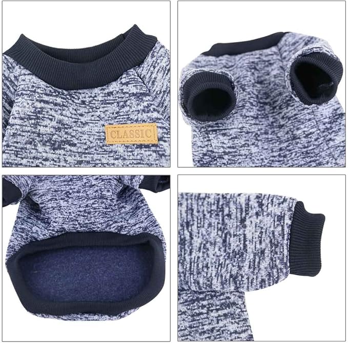 Idepet Pet Dog Classic Knitwear Sweater, Soft Fleece Coat for Small,Medium Dog,Warm Pet Dog Cat Clothes,Soft Puppy Customes 2 Color (S, Navy)