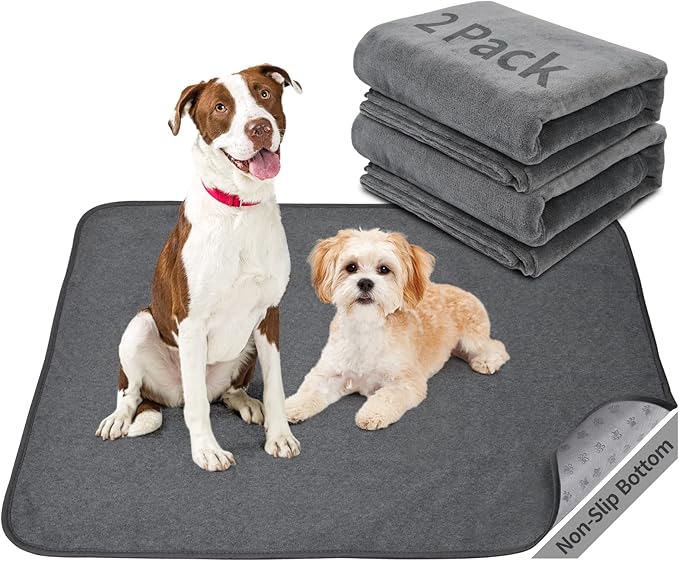 Dog Pee Pad Washable-Extra Large Instant Absorb Training Pads Non-Slip Pet Playpen Mat Waterproof Reusable Floor Mat for Puppy/Senior Dog Whelping Incontinence Housebreaking (31"x36"-(2PACK))