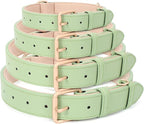 WHIPPY Leather Dog Collar for Small Medium Large Dog Adjustable Soft Breathable Leather Padded Puppy Collar with Alloy Buckle Heavy Duty Waterproof Classic Dog Pet Collar,Green,S