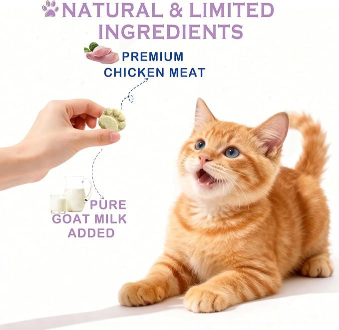 Freeze Dried Goat Milk & Chicken Treats Dogs & Cats Treats, Grain-Free Probiotic Snacks for Sensitive Stomach, High Protein Training Rewards for Dogs Cats, 4.5 oz