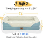 Washable Orthopedic Large Dog Bed - Removable Orthopedic Dog Bed XL with Bolster Extra Large Dogs Beds with Washable Cover Non-Slip Bottom