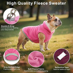 Idepet 2 Pack Dog Fleece Vest Sweater Warm Pullover Jacket with D-Ring Leash Reflective Winter Coat Hoodie for Puppy Cat French Bulldog Pug Chihuahuas Yorkies Dachshunds (Red&Rose Red,Small)