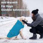 Queenmore Dog Winter Coat Warm Puffer Jacket Waterproof Plush Lining Thermal Cold Weather Vest for Small Medium Large Dogs, Windproof Easy On Pet Jacket Blue S