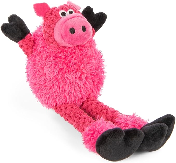 goDog Checkers Skinny Pig Tough Plush Toy with Chew Guard Technology, Durable Checkered Fabric & Squeaker for Active Play, Small