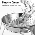 Elevated Cat Bowls, 5.9 Inch Wide Stainless Steel Cat Food Bowls with Metal Stand Whisker Stress-Free, Raised Food and Water Dish for Cats, Kitten