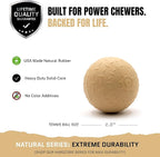 Monster K9 Indestructible Natural Series Dog Ball - Backed for Life - No Color Additives, Minimal Fillers, Safe Non-Toxic - Durable Toy for Aggressive Chewers - USA Made - 2.8” Solid(Tennis Ball Size)