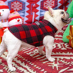 BEAUTYZOO Small Dog Sweater Fleece Vest Winter Jacket, D-Ring Leash Attachment for XS S Puppy Medium Sized Breeds Dogs, Cold Weather Dog Clothes Windproof Keep Warm, Christmas Red Plaid XL