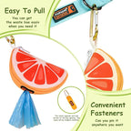 Grapefruit Shape Dog Poop Bag Holder and Carrier - Leash Attachment Poo Bag Dispenser with Stylish Cute Design,Grapefruit,Medium