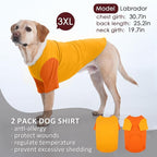 2 Pack Dog Shirt for Large Dogs XXL - Soft Breathable Cotton Tees, Freedom of Movement Prevents Overheating Dog Clothes for Border Collie, Pitbull, Boxer, Hiking, Play, Casual Wear, Orange