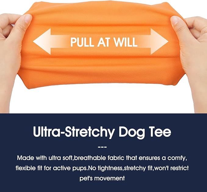 IECOii 2 Pack Dog Tee Shirts for Large Dogs,Breathable & Lightweight T-Shirts for Hot Weather,Soft Stretchy for Active Dogs - Non-Restrictive for Running & Play,Summer Outdoor Wear,Orange+Stripes,2XL