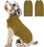 KYEESE Dog Sweater with Leash Hole for Small Dogs Male Warm Pullover with Reflective Thread Soft Knitwear Boy Dog Clothes Cozy Lightweight Thick Sweater Pet Indoor Outdoor Wear,Brown,X-Small