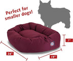 Majestic Pet 24 Inch Bagel Calming Dog Bed Washable – Cozy Soft Round Pet Bed with Spine Support for Dogs to Rest their Head - Fluffy Donut Puppy Bed 24x19x7 (Inch) - Small – Burgundy