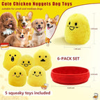 Dog Squeak Toys, 6 Pack Chicken Nugget Dogs Push Toys Interactive Puppy Toys Bark Box Toys Dog Chicken Toy to Keep Them Busy