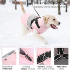 AOFITEE Dog Coat, Large Dog Jacket, Dogs Coat with Harness Built in, Reflective Waterproof Dogs Jackets Winter with Furry Collar, Warm Polar Fleece Pet Sweater Snowsuit for Doberman, Great Dane, XXL