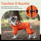 BRKURLEG Dog Raincoat for Small Dogs, Small Dog Rain Jacket with Harness Built in, Waterproof 4 Legs Pet Raincoats, Puppy Outdoor Jacket with Reflective Strip, Orange, L