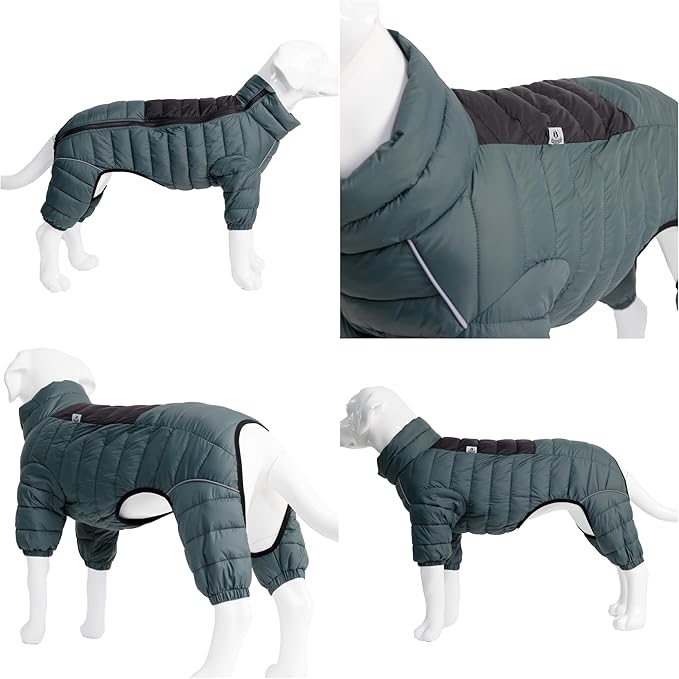 ArmyGreen Dog Coat - Reflective Warm Vest for Small, Medium, Large Dogs, Waterproof, Windproof, Zippered, Adjustable XXL