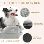 Comfort Expression Orthopedic Dog Bed for Small Dogs 20x14 Inch, Waterproof Egg Crate Foam Small Pet Bed with Removable Bolsters, Dog Couch with Washable Cover & Non-Slip Bottom, Grey White