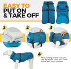 Lelepet Dog Coat with Harness Built in, Waterproof Dog Jacket for Large Dogs Reflective Windproof Winter Jacket with Zip Warm Cold Weather Coats for Dogs,Cozy Pet Snowsuit, Great Dane, Blue, XXXL