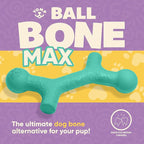 Yomp BallBone MAX: All-Natural Rubber Dog Toy, Nontoxic, Safe for Pet Play (Teal)