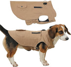 Workwear Style Dog Coats with Harness Built in for Small Dogs Windproof Warm Puppy Jacket with Storage Pockets for Cold Winter,LightBeige XL