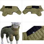 LoveLongLong Dog Coat - Warm & Waterproof Reflective Dog Jacket, Zippered & Adjustable, Olive Green, S, M, L