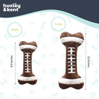 Huxley & Kent Funny Dog Toy w/Squeaker – Power Plush Squeaky Dog Toys for Small, Medium & Large Dogs – Soft Stuffed Animal for Indoor Play & Fetch - Football Bone, Small