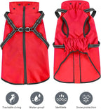 Mosucoirl Dog Raincoat Waterproof Dog Hoodie Reflective Dog Raincoat Hooded Adjustable Rain Jacket for Small Medium Large Dogs Puppies (Red, M)