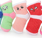 Squeaky Dog Toys, Funny Dog Toys Stuffed Plush Dog Toy, Cute Socks Dog Birthday Gift Dog Chew Toys Pet Toys for Small Medium Dogs(White Red)