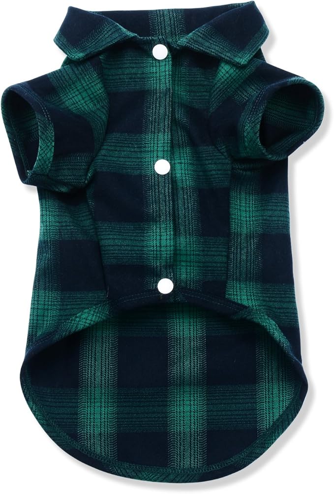 Koneseve Dog Shirt, Pet Plaid Clothes Shirt T-Shirt, Sweater Bottoming Shirt for Small Dog Cat Puppy Grid Adorable Wearing Stylish Cozy Halloween,Christmas Costumes (Green;XS/Extra Small)