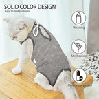 Kitten Onesies,Cat Recovery Suit for Abdominal Wounds or Skin Diseases,After Surgery Wear Anti Licking Wounds,Breathable E-Collar Alternative for Cat Grey M