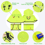 Reflective Dog Raincoats - Waterproof Lightweight Dog Raincoat Rain Poncho, Adjustable Dog Raincoats Jacket for Night Dog Walking (Large, Green)