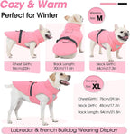 Large Dog Coat, Warm Dog Winter Jacket, Waterproof Dogs Snowsuit with Foldable High Collar, Reflective Strips, Leash Hole, and Adjustable Hook & Loop Closure - Ideal for Cold Weather - Pink L